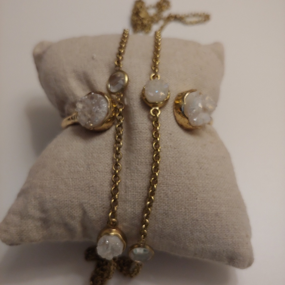 EUC Condition Druzy Quartz Bracelet and Necklace